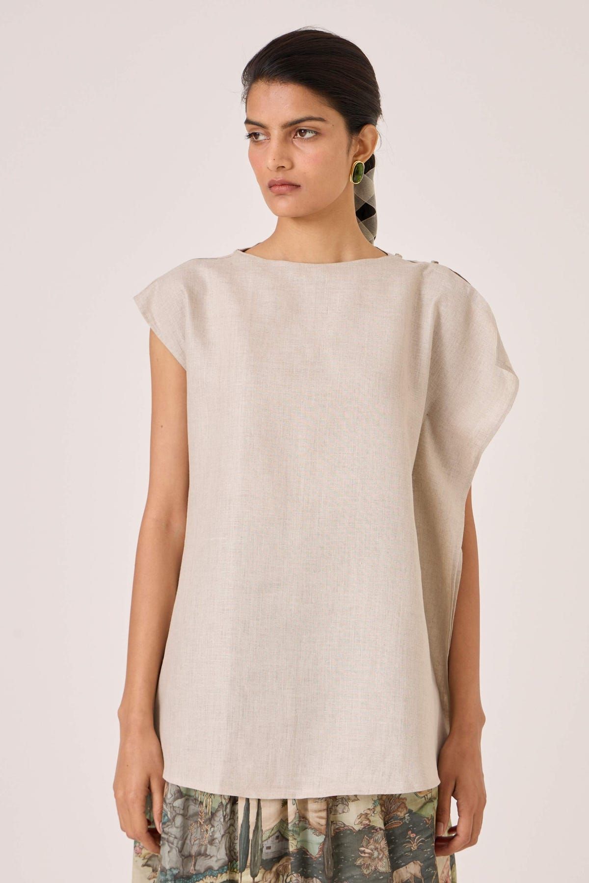 Janith Beige Linen Top - image 7