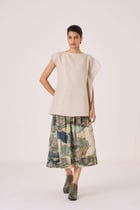 Janith Beige Linen Top view 8