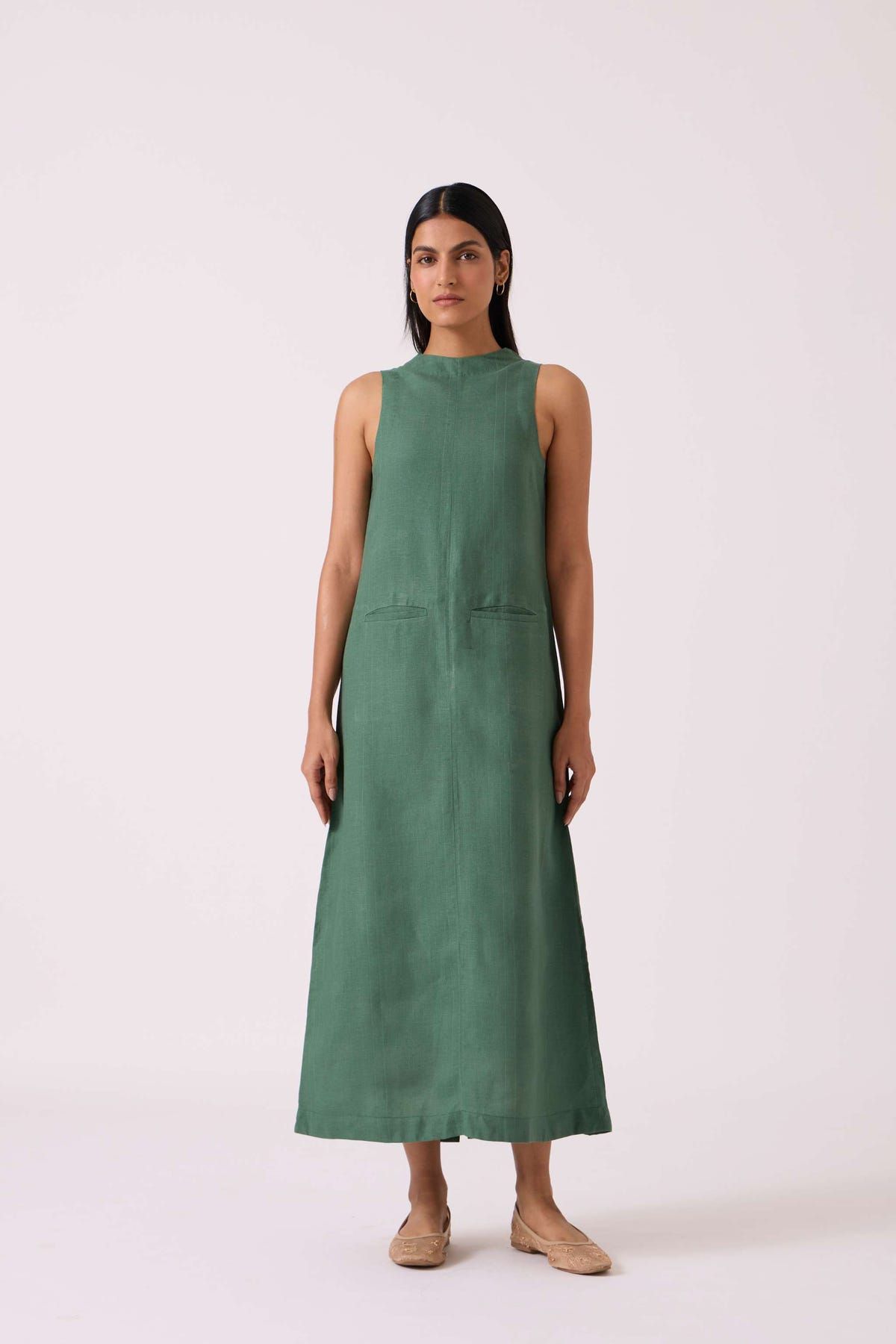 Pierre Green Linen Dress - image 1
