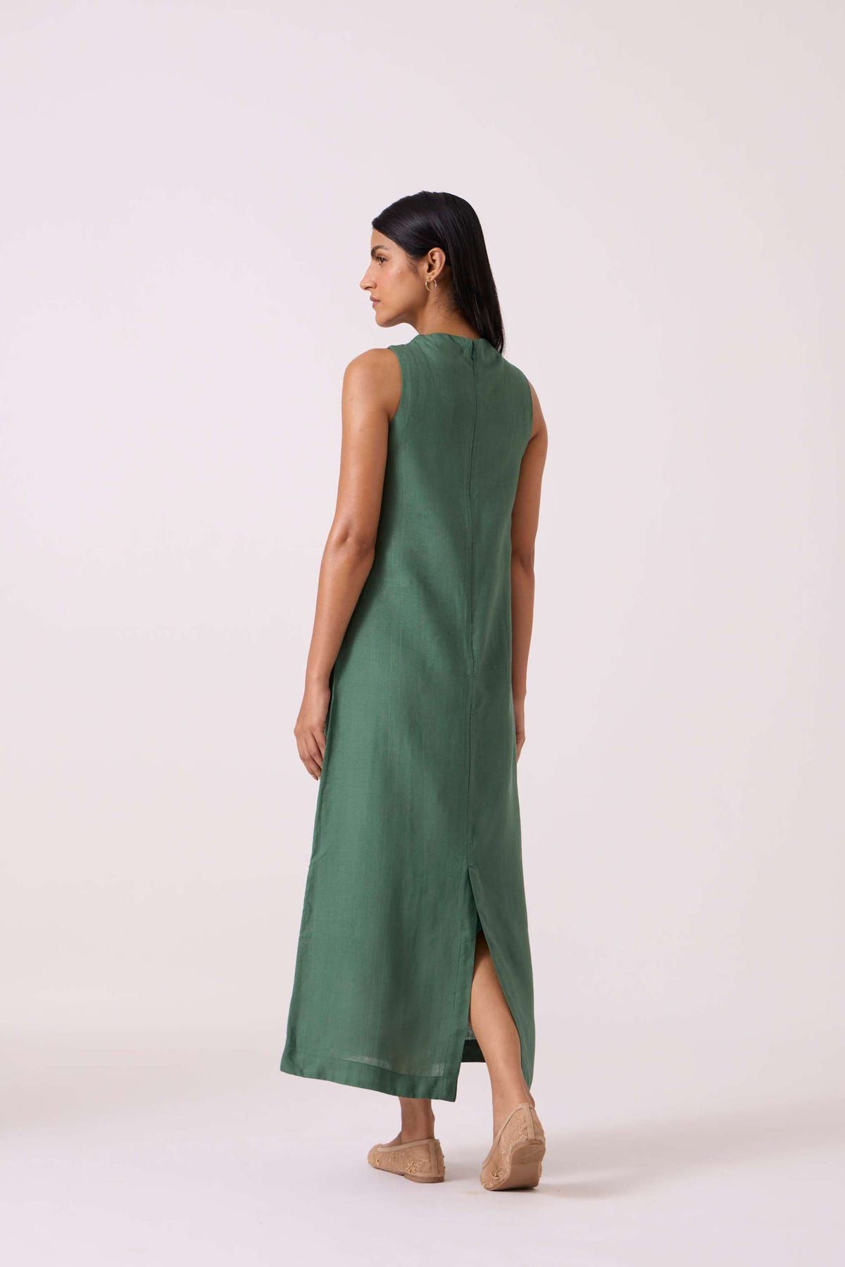Pierre Green Linen Dress - image 11