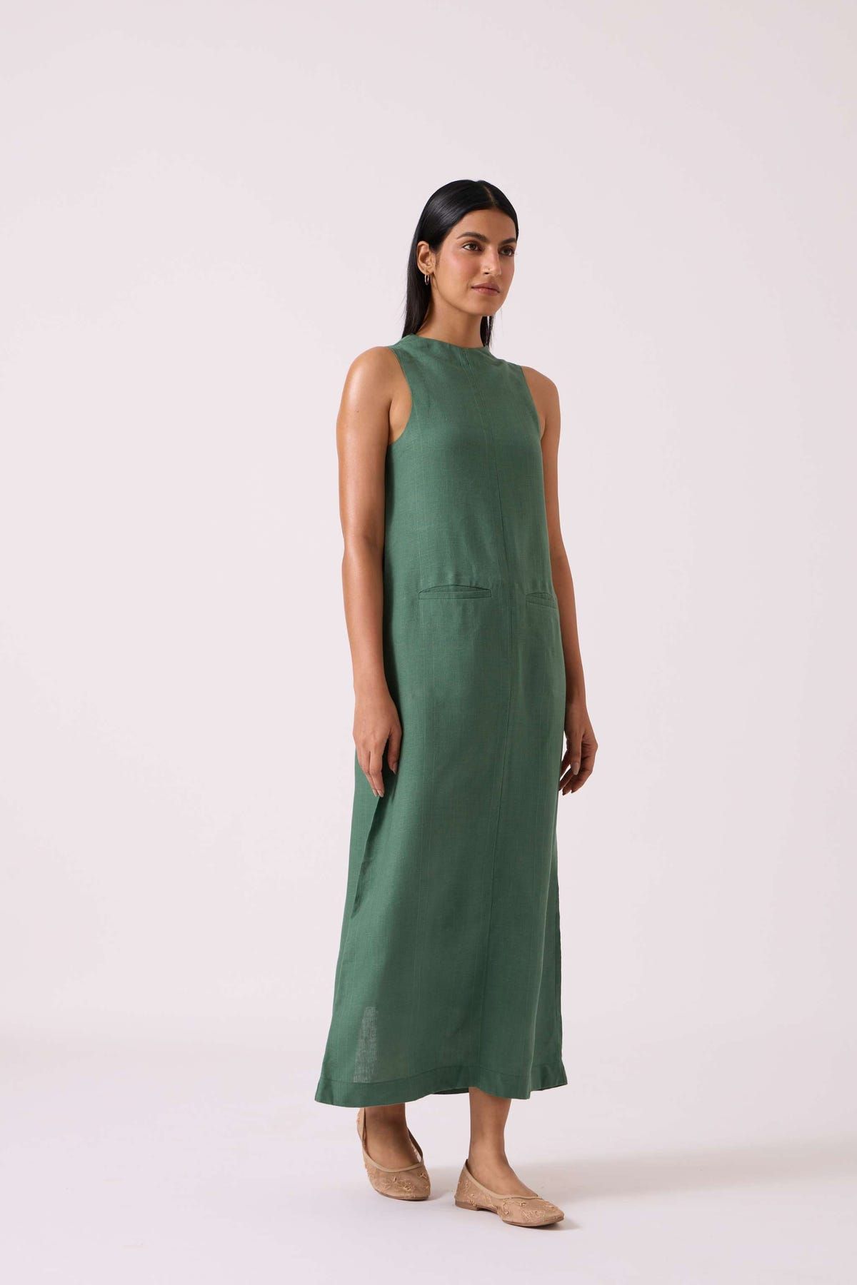 Pierre Green Linen Dress - image 2