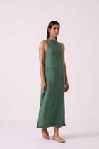 Pierre Green Linen Dress view 2