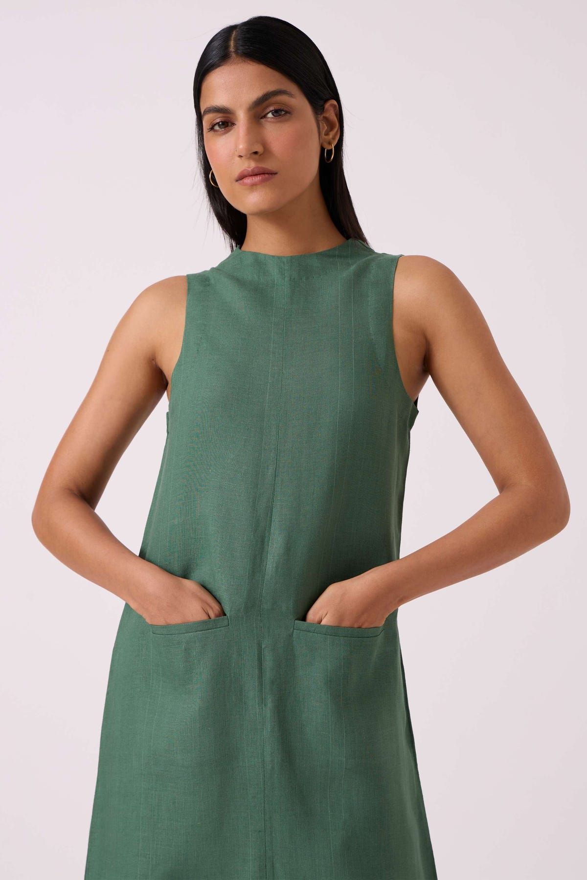 Pierre Green Linen Dress - image 3