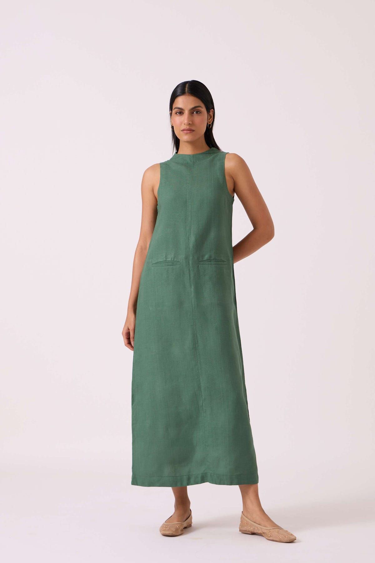 Pierre Green Linen Dress - image 6