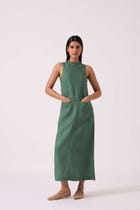 Pierre Green Linen Dress view 7