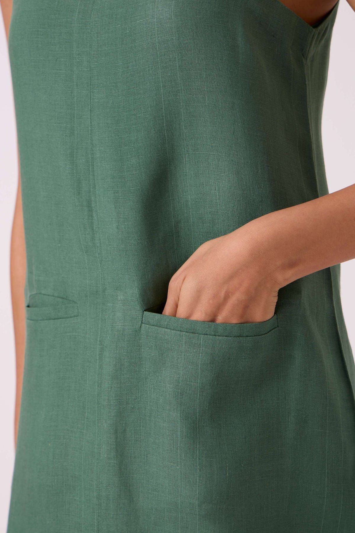 Pierre Green Linen Dress - image 8