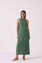 Pierre Green Linen Dress view 9