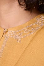 Yarina Yellow Linen Embroidered Dress view 5
