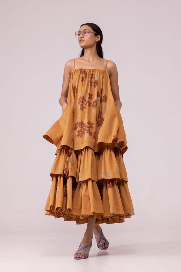 The Summer House — Lev Floral Hand Printed Tiered Dress