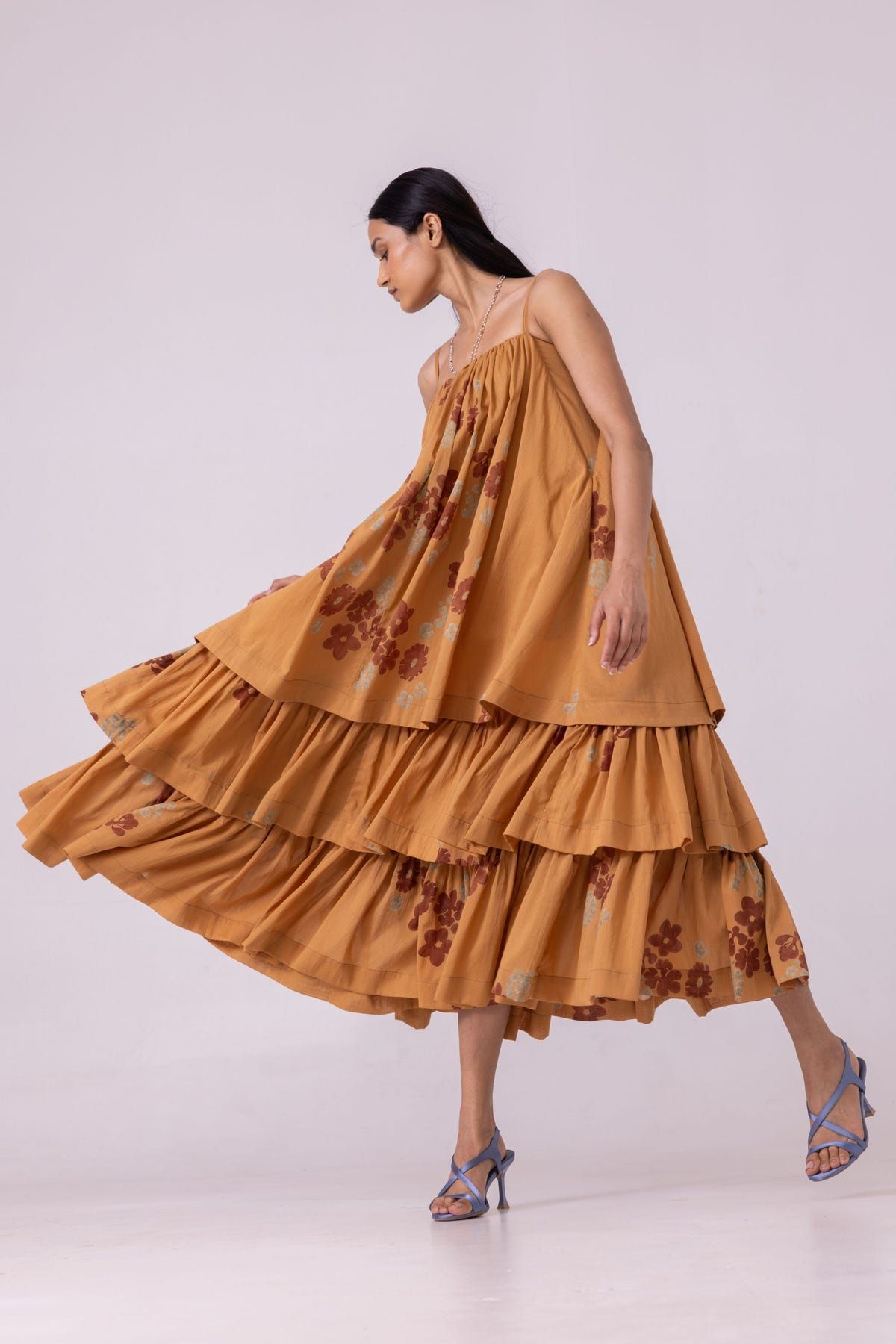 Lev Floral Hand Printed Tiered Dress - image 10
