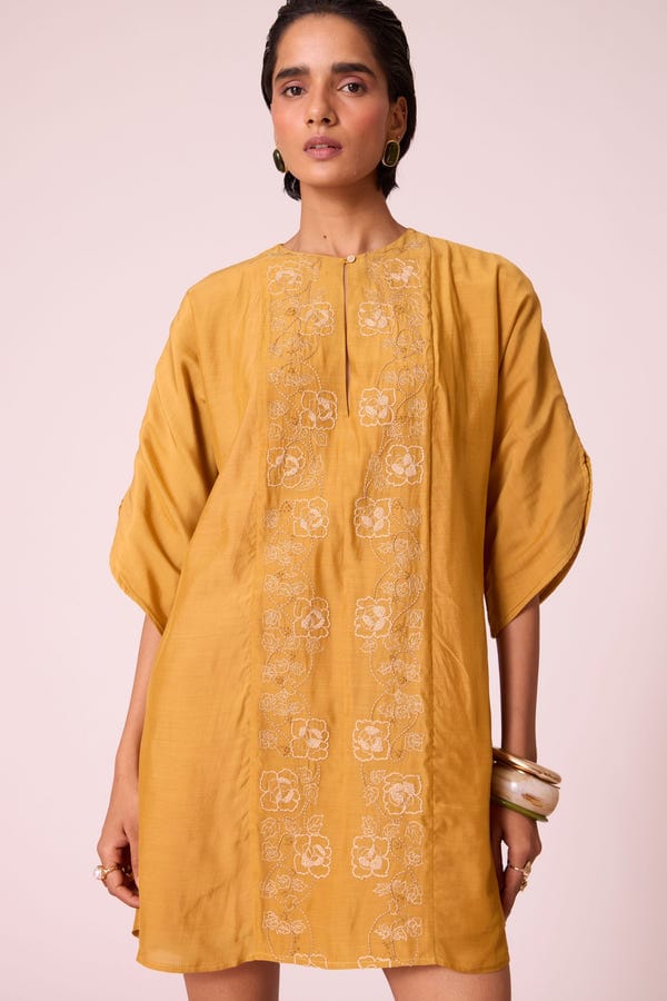 The Summer House — Zarah Yellow Embroidered Dress
