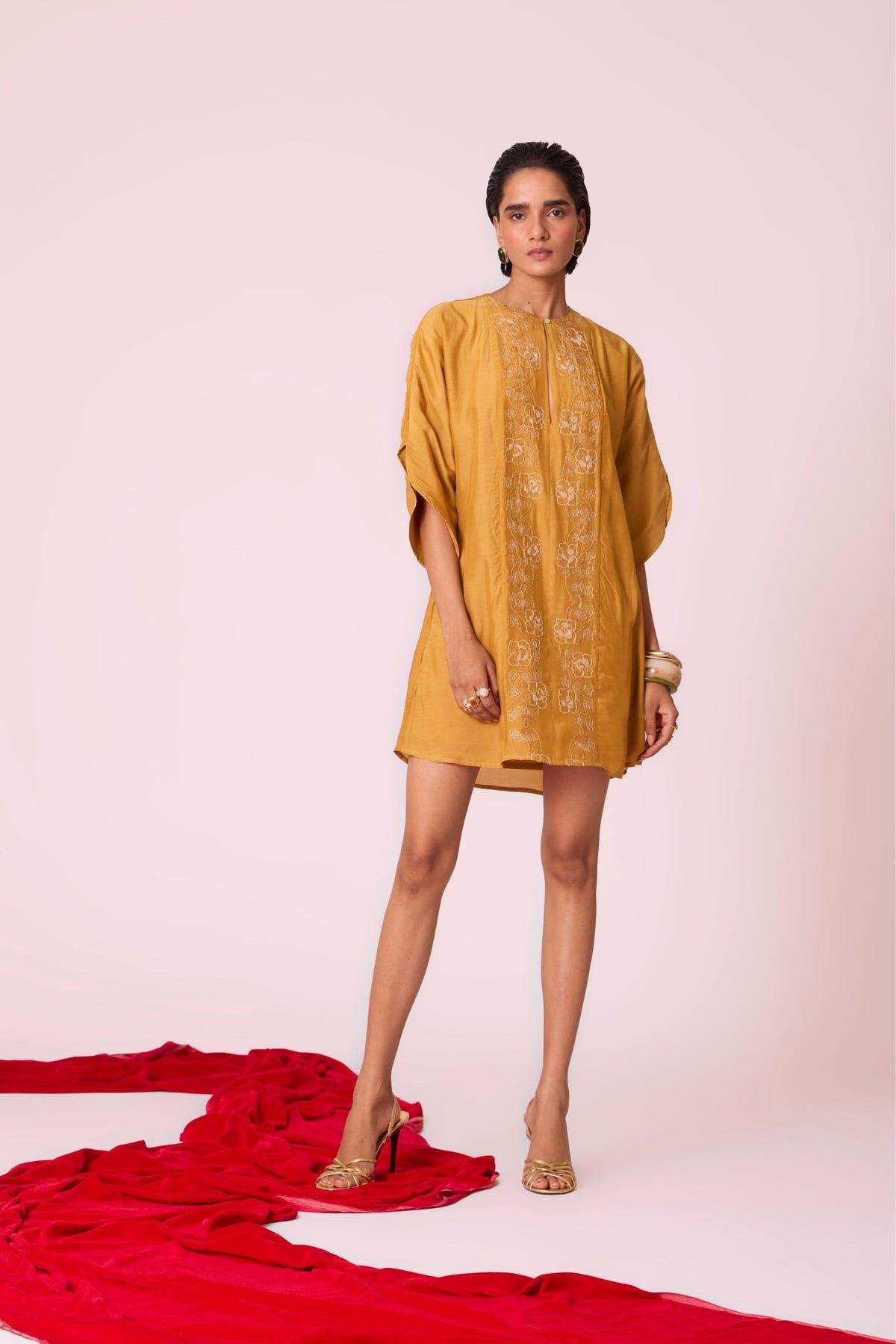 Zarah Yellow Embroidered Dress - image 2
