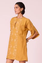 Zarah Yellow Embroidered Dress view 3