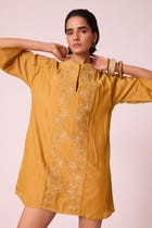 Zarah Yellow Embroidered Dress view 5
