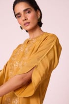 Zarah Yellow Embroidered Dress view 8