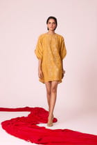 Zarah Yellow Embroidered Dress view 9