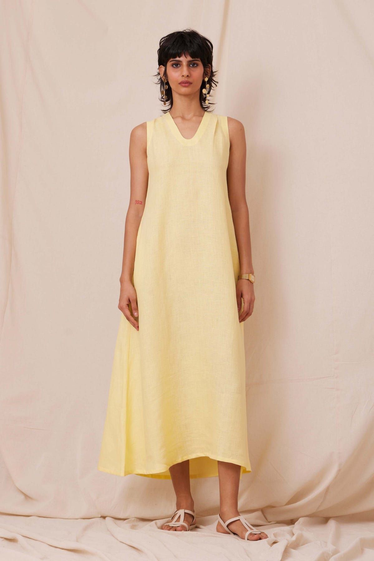 Blake Buttercream Linen Dress - image 1