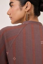 Heen Handwoven Brown Striped Top view 3