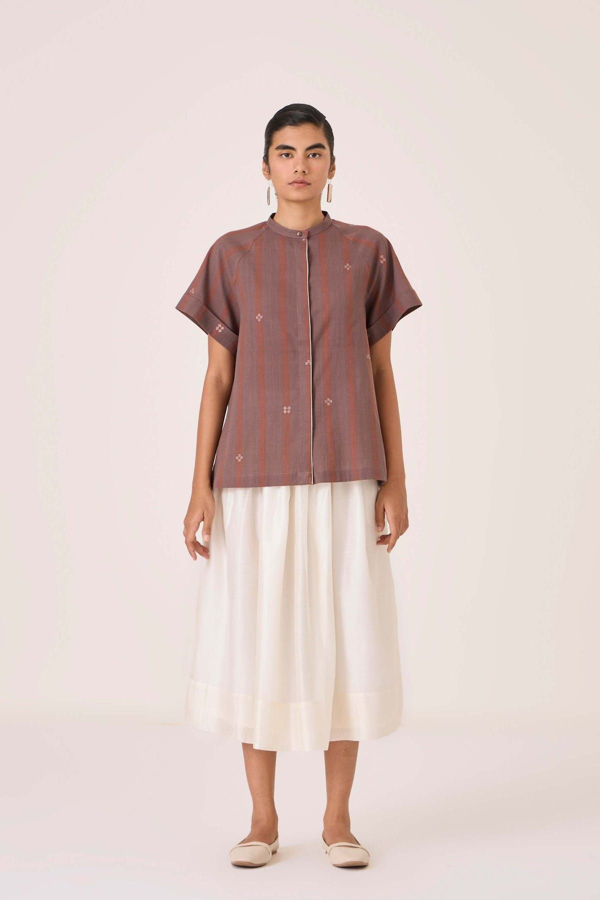 Heen Handwoven Brown Striped Top - image 4