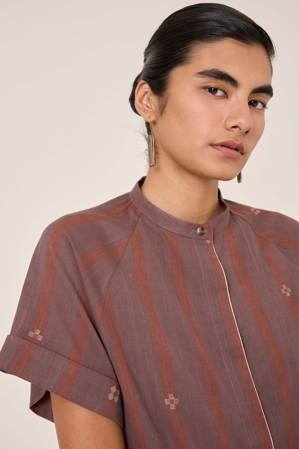 Heen Handwoven Brown Striped Top - image 6