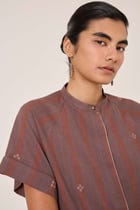 Heen Handwoven Brown Striped Top view 6