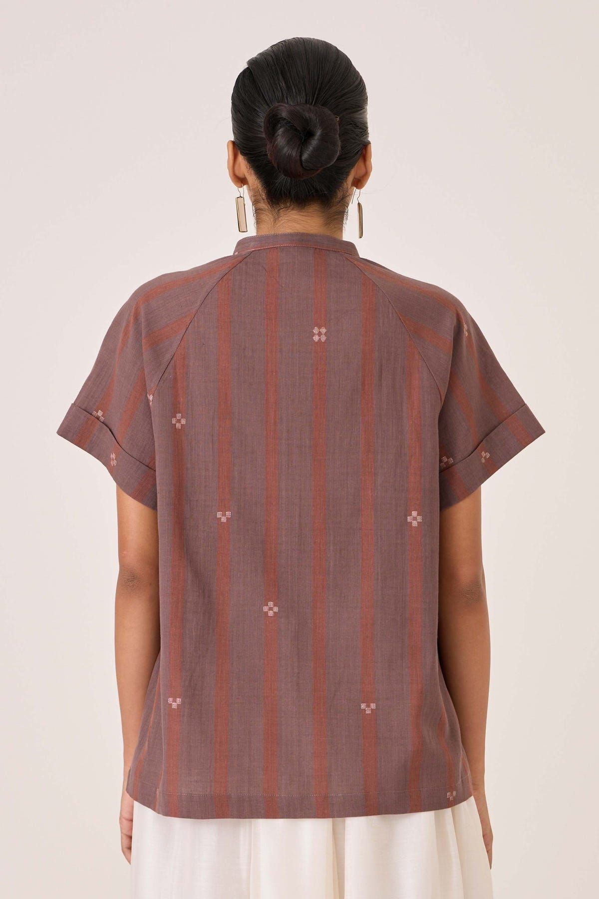 Heen Handwoven Brown Striped Top - image 8