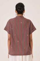 Heen Handwoven Brown Striped Top view 8