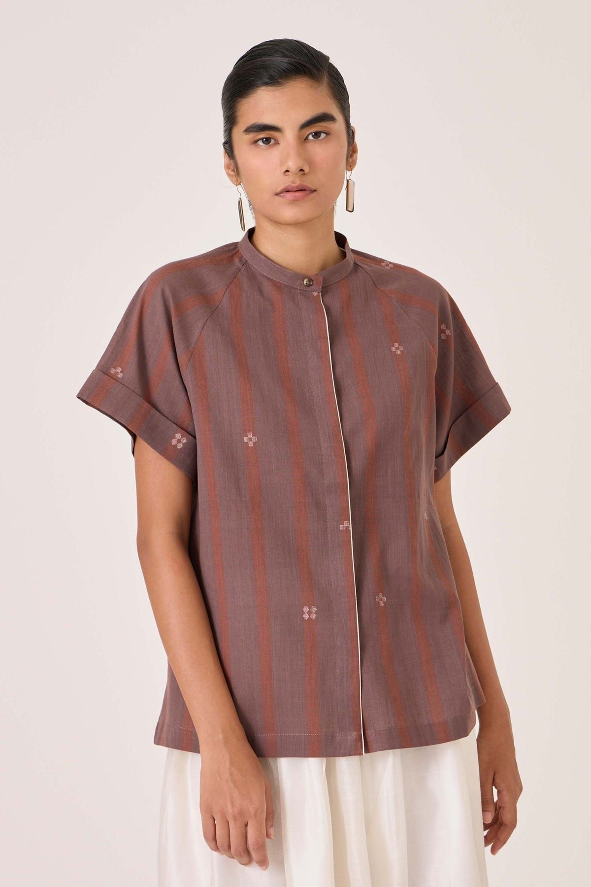 Heen Handwoven Brown Striped Top - image 9