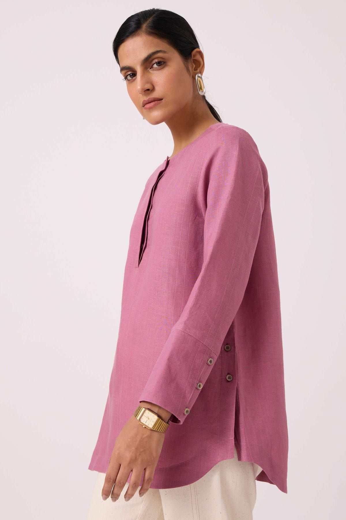 Macondo Lilac Linen Top - image 1