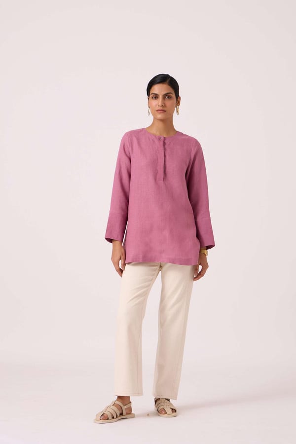The Summer House — Macondo Lilac Linen Top