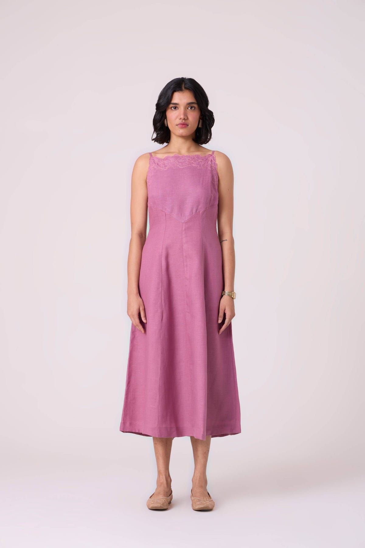 Nimal Lilac Embroidered Dress - image 1