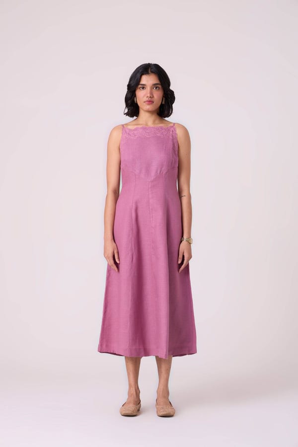 The Summer House — Nimal Lilac Embroidered Dress