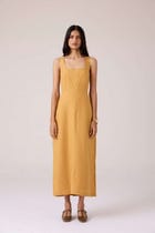 Glasswing Mustard Linen Dress view 1
