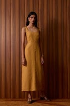 Glasswing Mustard Linen Dress view 11