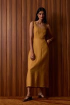 Glasswing Mustard Linen Dress view 12