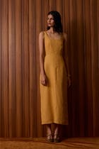 Glasswing Mustard Linen Dress view 13
