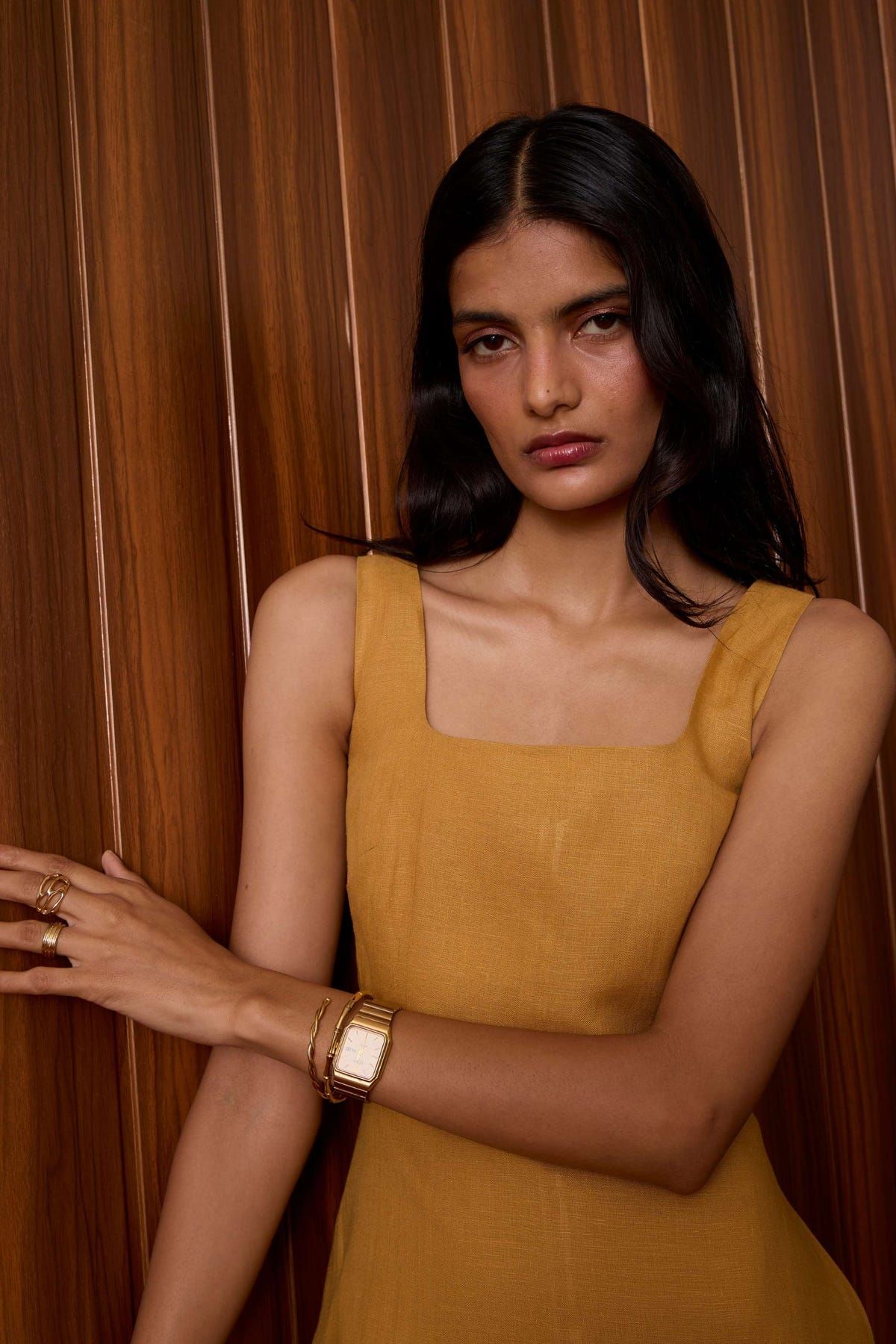 Glasswing Mustard Linen Dress - image 14