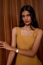 Glasswing Mustard Linen Dress view 14