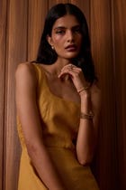 Glasswing Mustard Linen Dress view 15