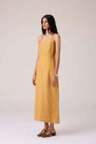 Glasswing Mustard Linen Dress view 2