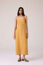 Glasswing Mustard Linen Dress view 4