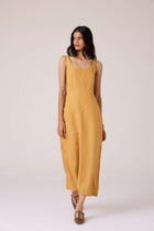 Glasswing Mustard Linen Dress view 7
