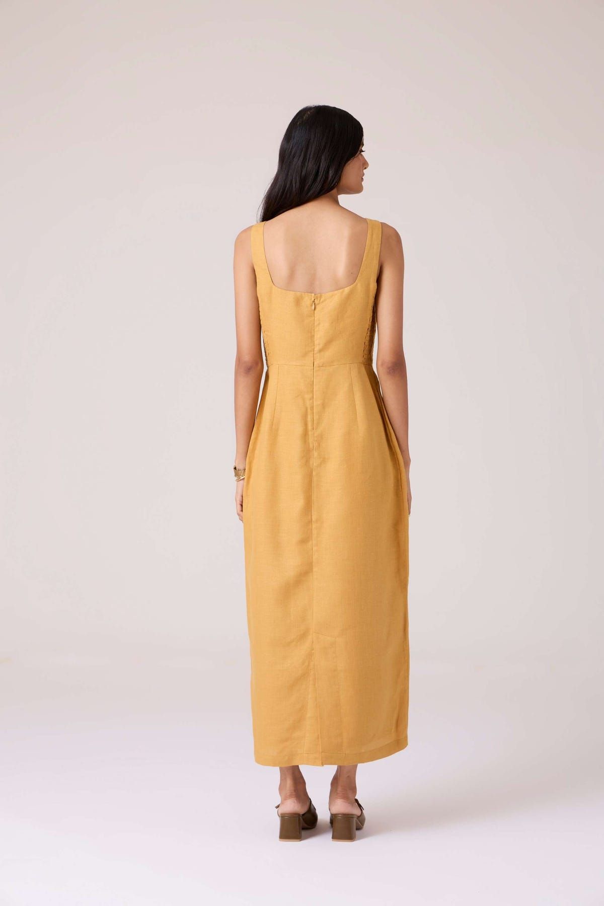 Glasswing Mustard Linen Dress - image 9