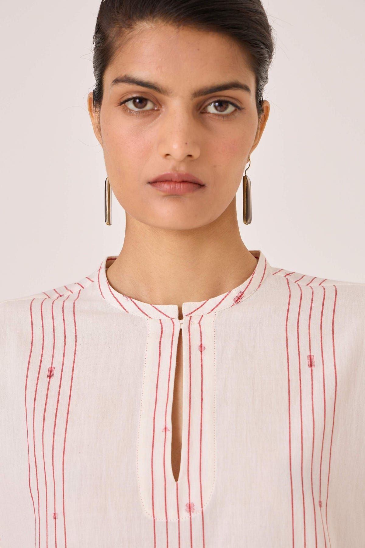 Asheni Red Striped Handwoven Top - image 5