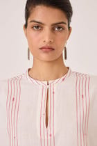 Asheni Red Striped Handwoven Top view 5