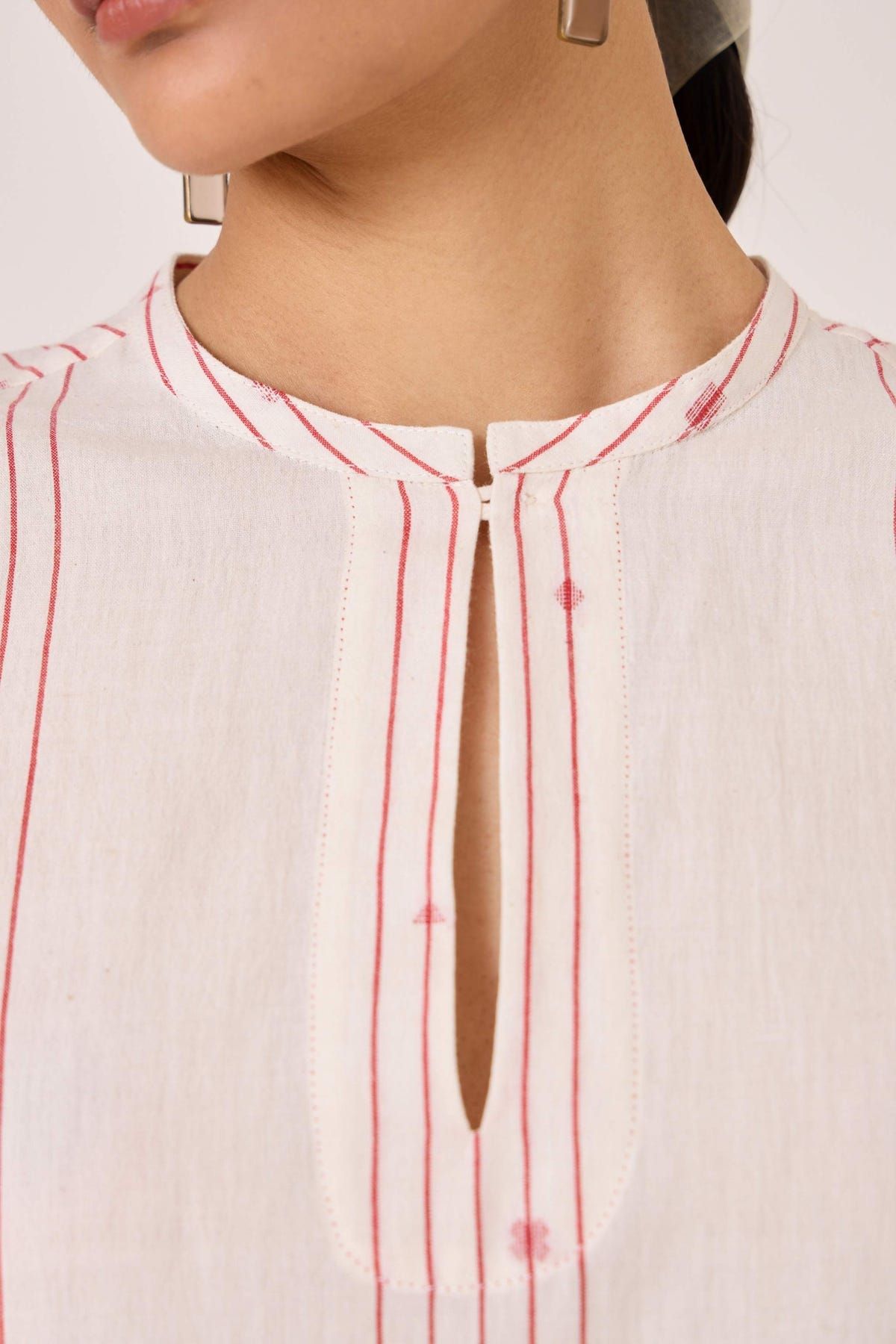 Asheni Red Striped Handwoven Top - image 6
