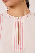 Asheni Red Striped Handwoven Top view 6
