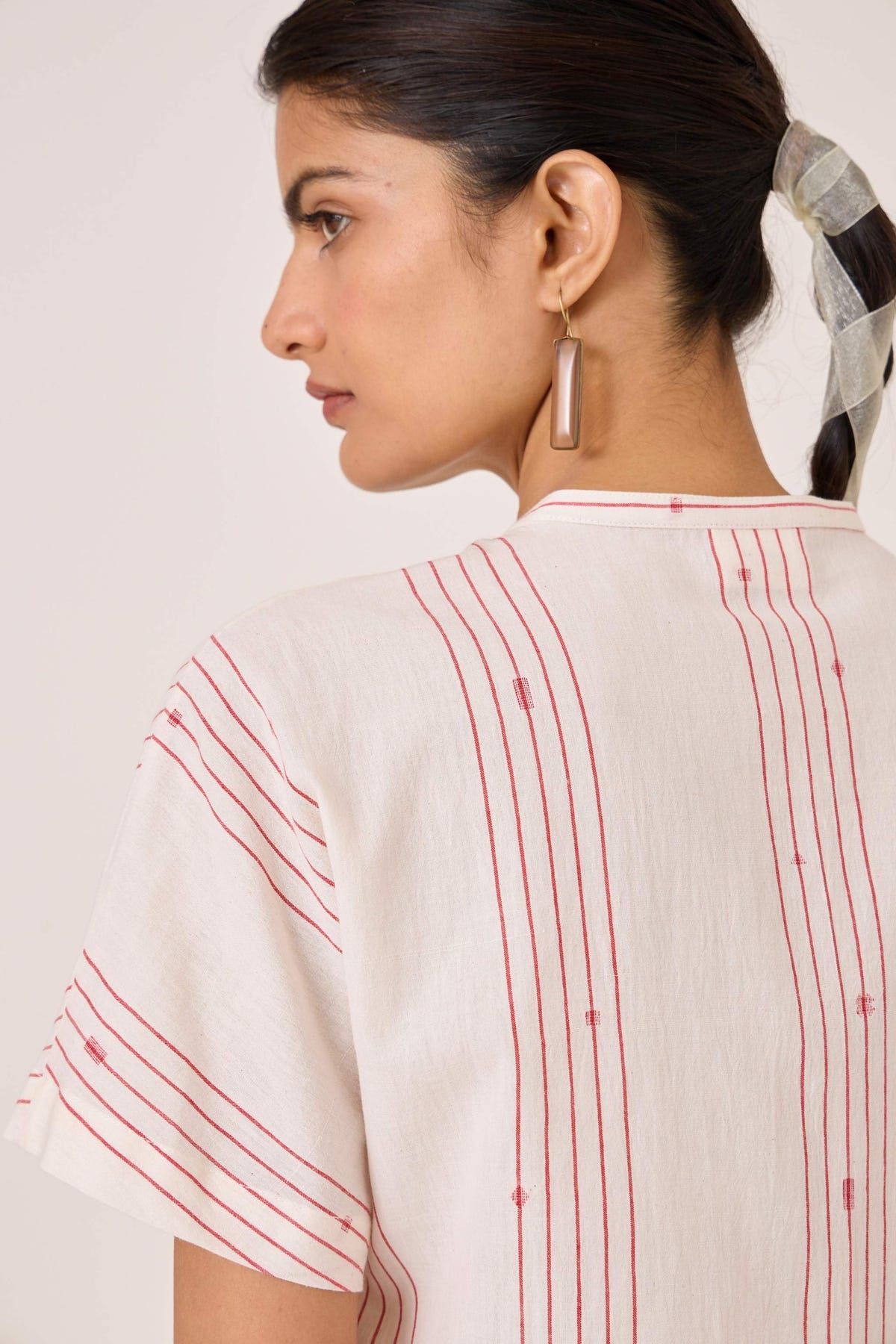 Asheni Red Striped Handwoven Top - image 8