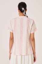 Asheni Red Striped Handwoven Top view 9