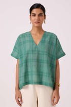 Rue Green Handwoven Top view 2